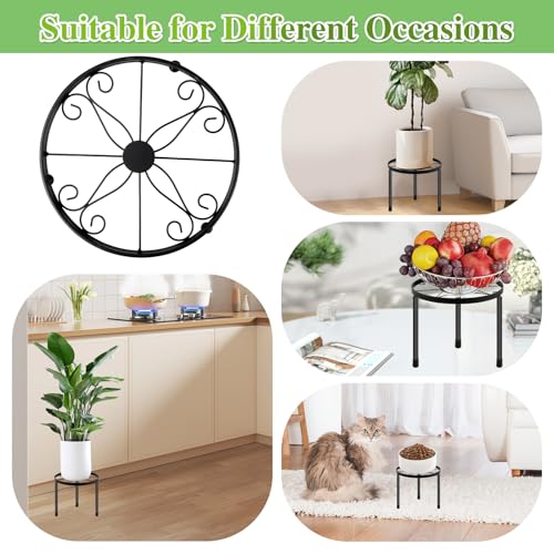 TOSAVGA 5 Stück Pflanzenständer Set, Blumenständer Metall Rund, Anti-Rost Blumenhocker Pflanzenregal, Pflanzenhocker für Innen Außen, Blumentisch für Haus & Garten Dekoration, Blumengestell