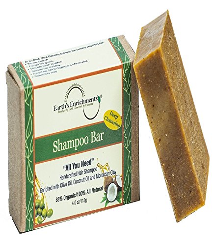 Earth's Enrichments Natural Shampoo Bars for Hair Organic -Deep Cleansing, Moroccan Clay, Herbal Solid Shampoo Bar, Sulfate-Free, Vegan, Clarifying