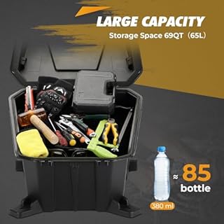 KEMIMOTO UTV Rear Cargo Box 69 QT Storage Box Compatible with Polaris RZR 900 S 1000 XP Turbo S RZR XP 1000 Cargo Bed Box 2881193 Low-Density Polyethylene Cargo Storage Box