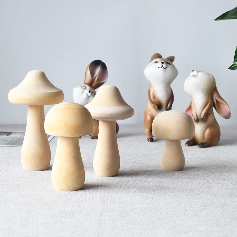 Sujurio Lot De 30 Champignons En Bois Brut – 6 Tailles Différentes – Pour Décoration, DIY, Peinture Et Projets Créatifs – Naturel Et Écologique
