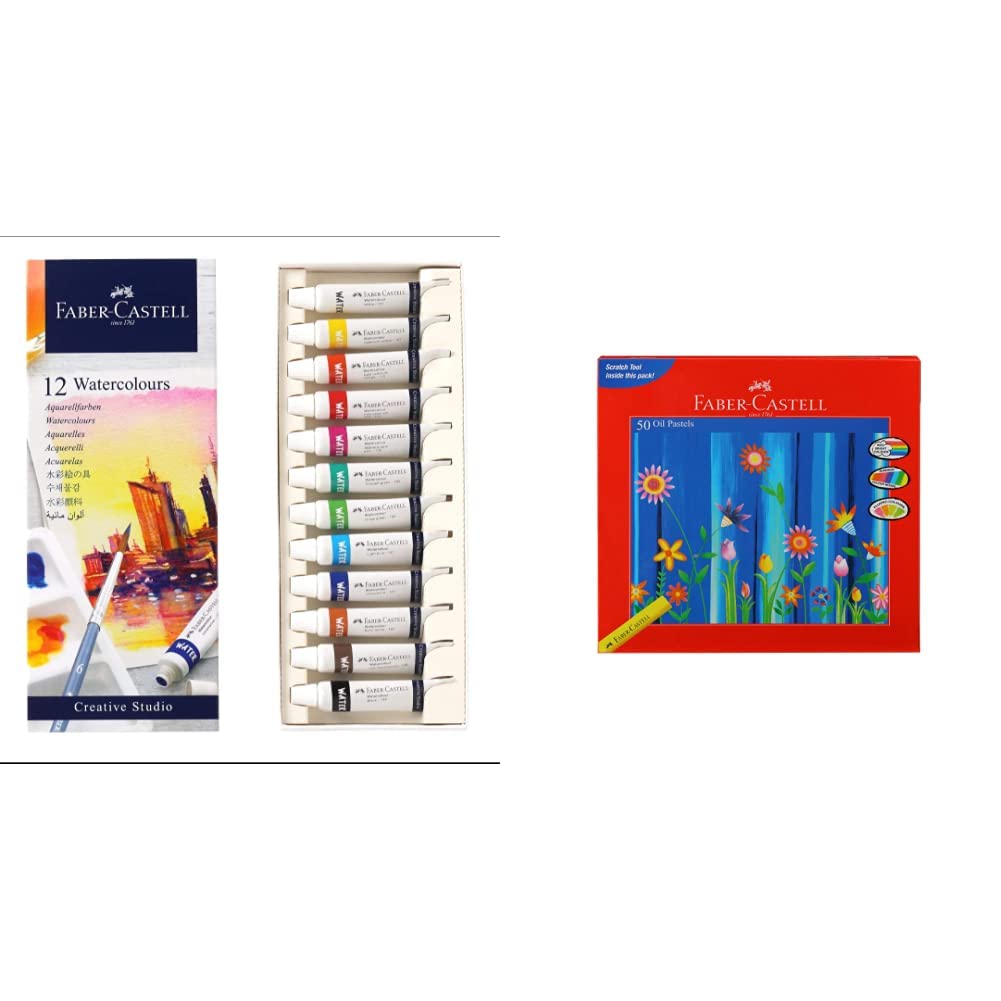 Faber-Castell Creative Studio Watercolours, 5 Ml - Set Of 12 Oil Pastels (Pack Of 50), Ink Multicolor (B0B945TCZX) Amazon Price History, Amazon Price Tracker