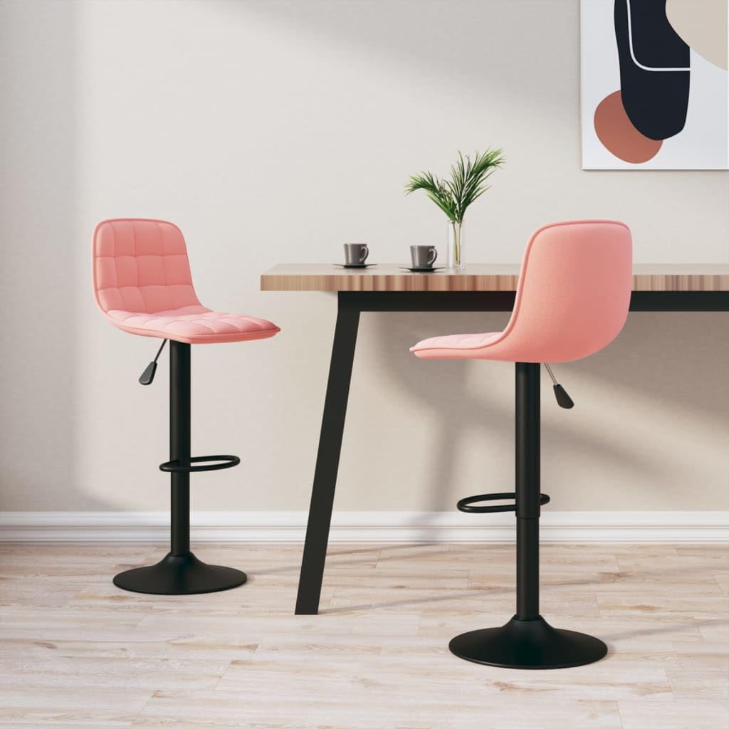 Tabourets de bar velours rose avec repose-pieds pour corriger la posture autour du comptoir