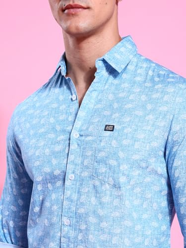 Image of The Indian Garage Co Men Cotton Slim Fit Abstract Printed Full Sleeves Spread Collar Casual Shirt
