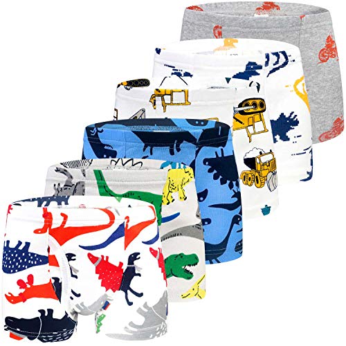 Orpapa Lot de 6 sous-vêtements pour garçon en coton Motif dinosaure 2-9 ans - - L Cover