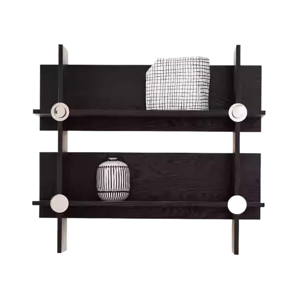 Huangj-0527 Bookcase Storage Shelves Black Wall Mounted Book Shelves, Synthetic Board Display Bookshelf, for Living Room Office Organizer Decorative Rack (2 Tier) Book Shelves