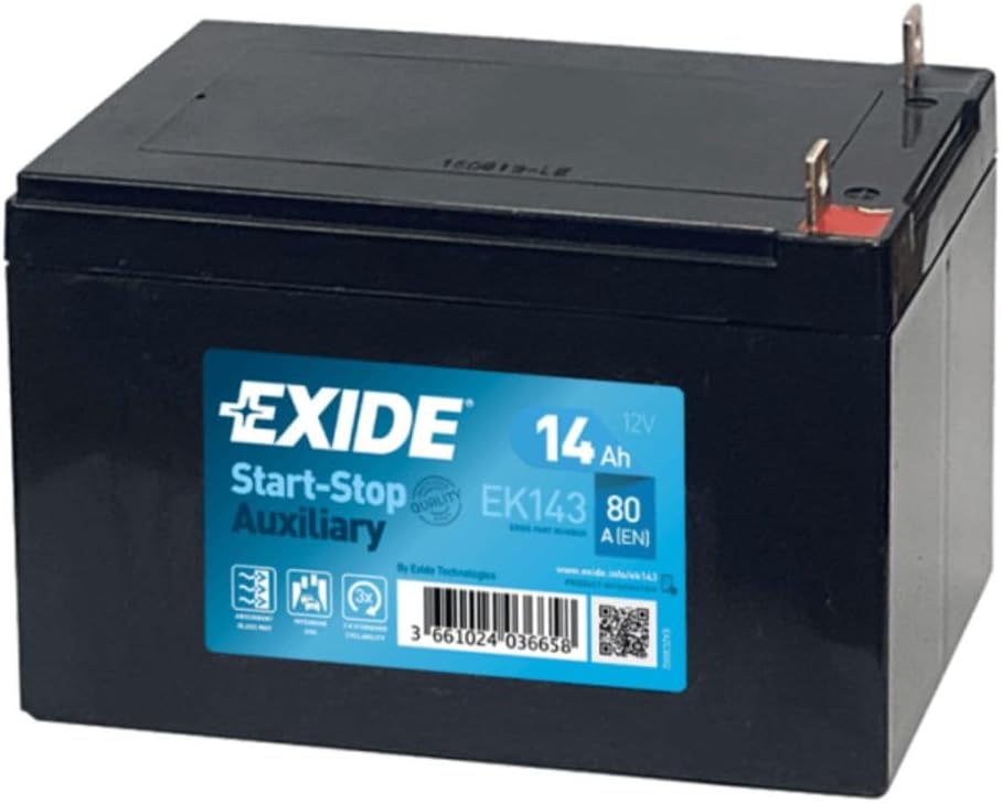 Exide EK143 Start-Stop Auxiliary AGM Support and Backup Battery 12V 14Ah 80A