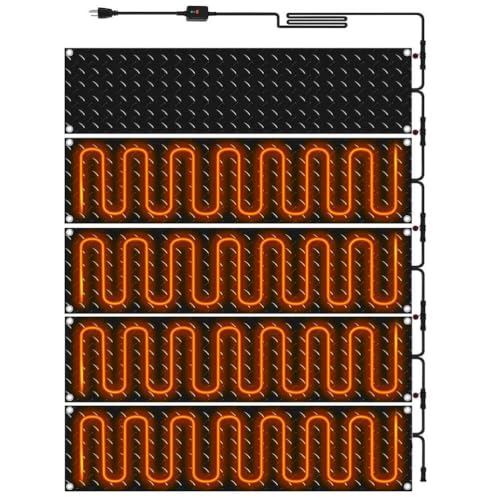 Tampons de fonte de neige, tapis antidérapant pour extérieur, design à chevrons, empêche la formation de glace, fait fondre 5 cm de neige par heure, 5 pièces/10 x 48 po (25,4 x 121,9 cm)