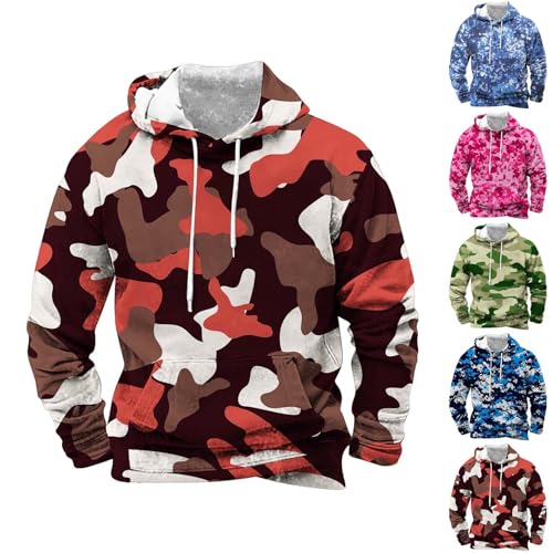 Men Camo Hooded Sweatshirt Outdoor Military Workout Sport Hoodies Long Sleeve Drawstring Loose Casual Top with Pocket2