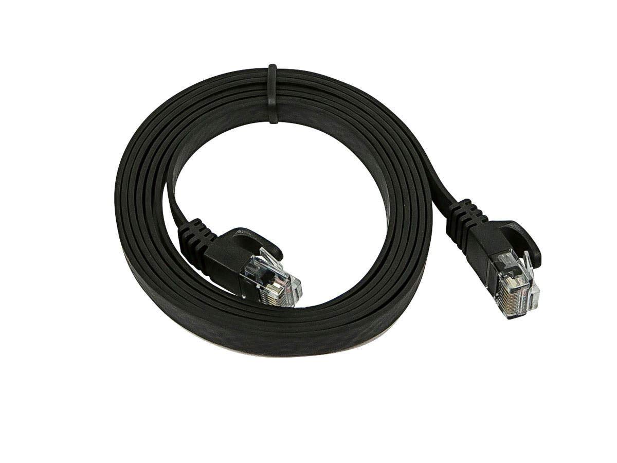 Cable de conexión plano negro Cat6 de 5 pies UTP 30AWG 550MHz de cobre puro sin enganches RJ45 Flexboot Series Ethernet Cable 2