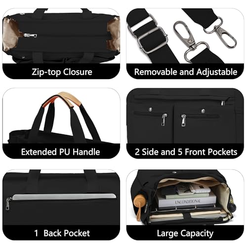 Women's Large Canvas Tote Bag Set (2PCs) - Ideal for Laptop, Hobo, Crossbody, Handbag, Travel, Gym & Work4