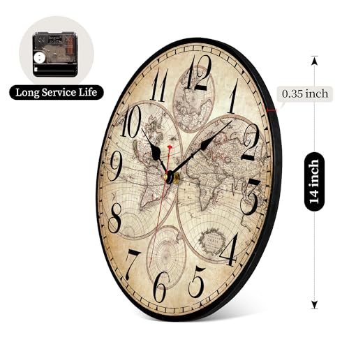 14 Inch Wooden Globe Map Clock image product image
