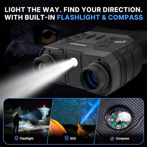 Image of Night Vision Goggles, 4K Night Vision Binoculars for Adults, 36MP Photo, 5000mAh Rechargeable Battery, 1300FT Range, 8X Digital Zoom, Infrared Vision, 32GB SD, Flashlight & Compass for Camping