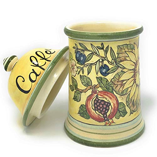 Hand-Painted Italian Ceramic Coffee Jar Holder - Tuscan Art Pottery Storage Container, Made in Italy - Image 2