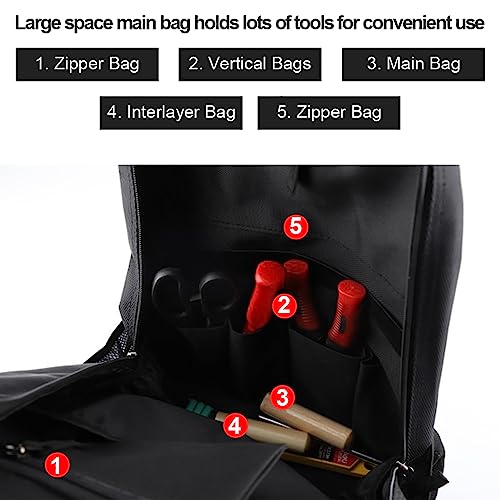 Waterproof Multi Pocket Tools Backpack Bag for a Contractor Electrician, Repairman, Tool Backpack Perfect Storage and Organizer (Black) - Image 4