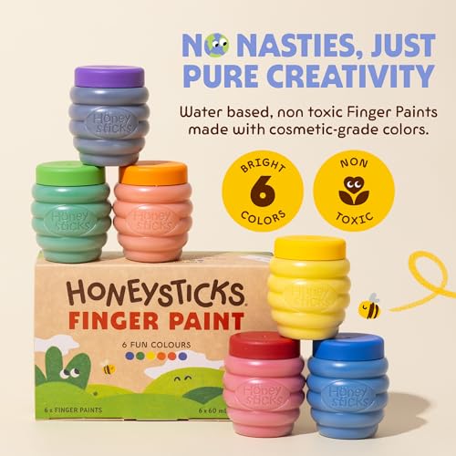 Image of Honeysticks Non Toxic Finger Paint (6 Bright Colors) - Washable from Skin