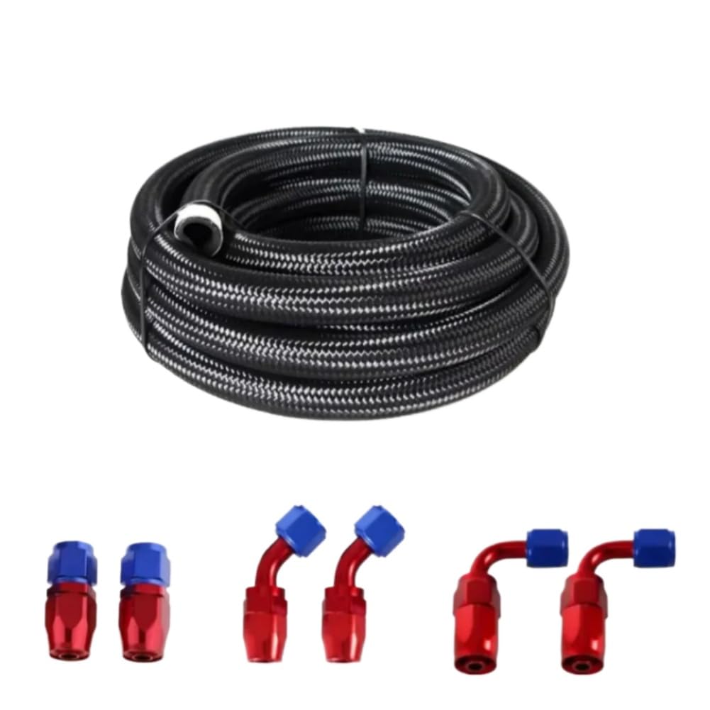 Pwuwarrkg Onecolor 6.1M Nylon And Stainless Steel Braided An6 Cpe Fuel Oil Gas Hose Line And Fittings Kit Red Blue Compatible With Unleaded Petrol Methanol Water