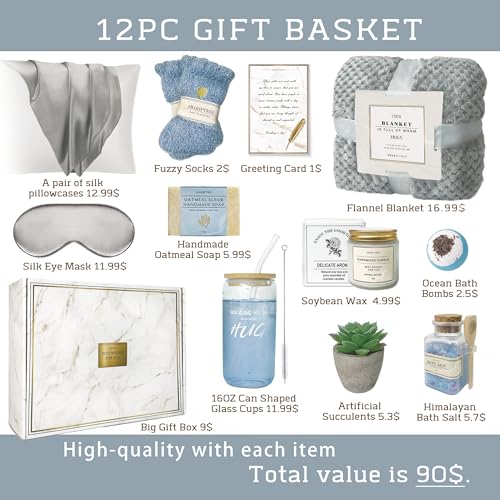 image for AHAGIFTREE Get Well Soon Gift Baskets - 12PC Care Package for Women Af