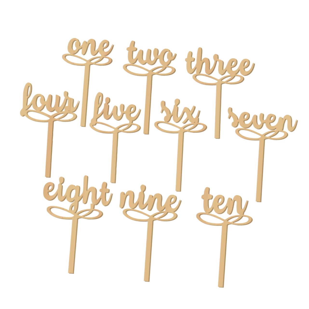 Cabilock 10pcs Wooden Wedding Table Numbers Gold Marking Table Number Sticks for Banquet Decor