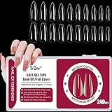 Nagelspitzen Set, 240 Stück Coffin & Almond Soak Off Nagel Tips, Harz Kunstnägel Soft Gel Full Cover Nail Tips für Gelnägel Nagelverlängerungen, Press on Fake Nails für Nagelkunstsalon und Haus DIY