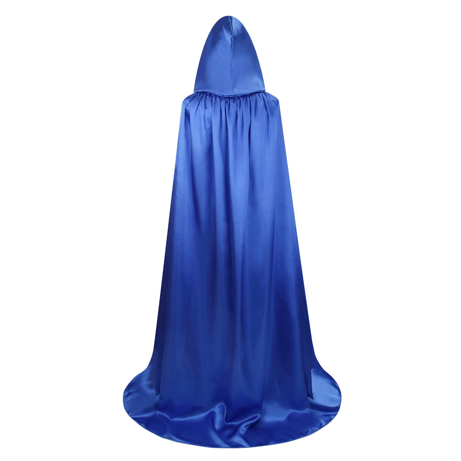 RRCBMD Adult Satin Hooded Cloak Unisex Long Blue Cape with hood Ponchos Women Men Halloween Cosplay Cloak Costume 43.3Inch - Image 2