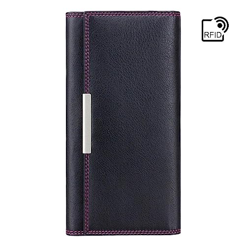Visconti RIO 11 Ladies Large Soft Leather Wallet Purse Clutch (Black/Pink)3