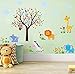 ANHUIB 72 Stück Bunt Wandtattoo für Kinderzimmer,Waldtiere Baum Wandsticker,Cartoon Tiere Wandaufkleber Babyzimmer,DIY Dschungel Tiere Eule Hirsch Wandaufkleber für Junge Mädchen Schlafzimmer Wanddeko