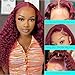 Bugtum Burbundy 99j Deep Wave Curly Lace Front Wigs Human Hair Pre Plucked Red Colored Hd 13x4 Lace Frontal Wigs for Black Women Wig(99J, 28 Inch)