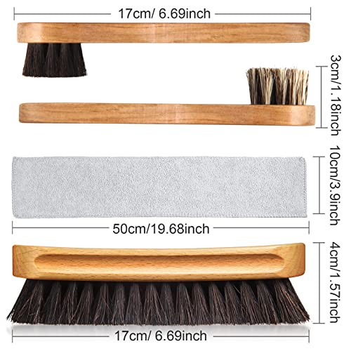 Image of 4 Pcs Horsehair Shine Shoes Brush Kit Polish Dauber Applicators Cleaning Leather Shoes Boots Care Brushes Suede Cleaner Brush with Microfiber Shoe Cloth(4 Pcs Style B)