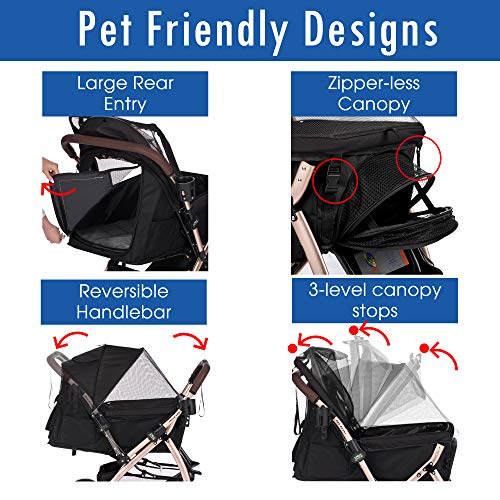 HPZ-PR America HPZ Pet Rover Premium Heavy Duty DogCat Stroller Travel Carriage CompartmentZipperless EntryPump-Free… - Image 6