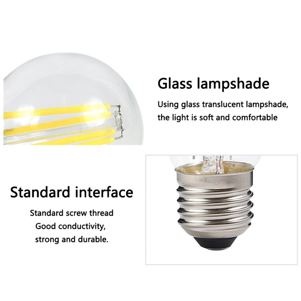 Paquete de 10 Bombillas LED Retro E27, Bombilla LED Transparente G45 de Alto Brillo y Ahorro de energía de 8 W, Blanco cálido 2700 K, 800 LM para iluminación Interior y Exterior, no Regulable