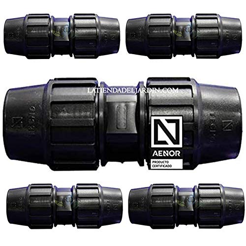 Suinga Pack 5 Manguito Polietileno 75mm | Enlace Polietileno 75mm Aenor | Unión para Tuberia 75 mm, negro