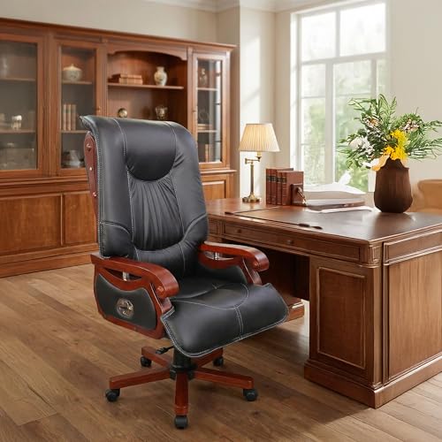 Image of Lakdi The Furniture Director & Executive Chair for office Modern Design, Plyboard with Leatherette, Height Adjustable, Fixed Armrest & Revolving for Ultimate Comfort and Productivity - 111011325 Black