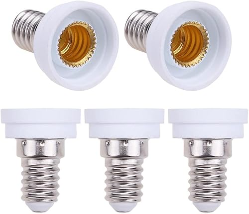 Demiawaking 5Pcs E14 auf E12 Lampenfassung LED Lampensockel Adapter E14 Fassung Konverter 90V-240V