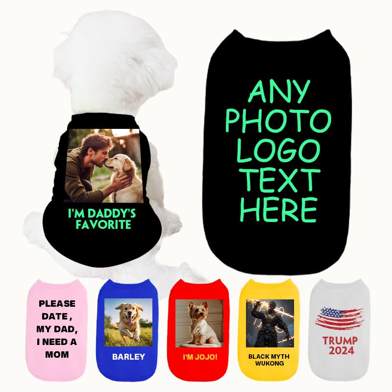 Custom Dog Shirt for Small Medium Large Dogs Personalized Dog T-Shirt Breathable with Logo Text Image Name Print