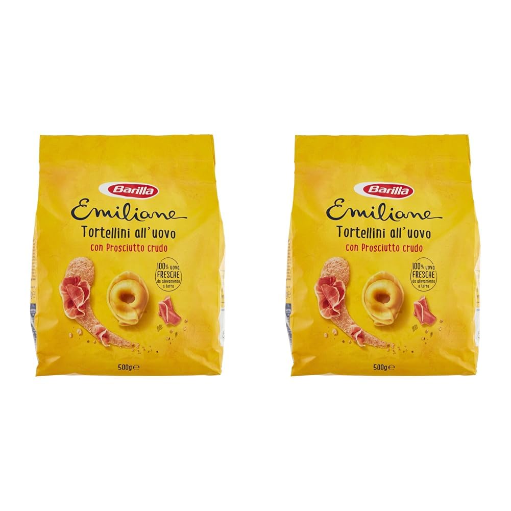 Barilla Pasta all'Uovo Ripiena Le Emiliane Tortellini con Prosciutto Crudo, 500 g (Confezione da 2)