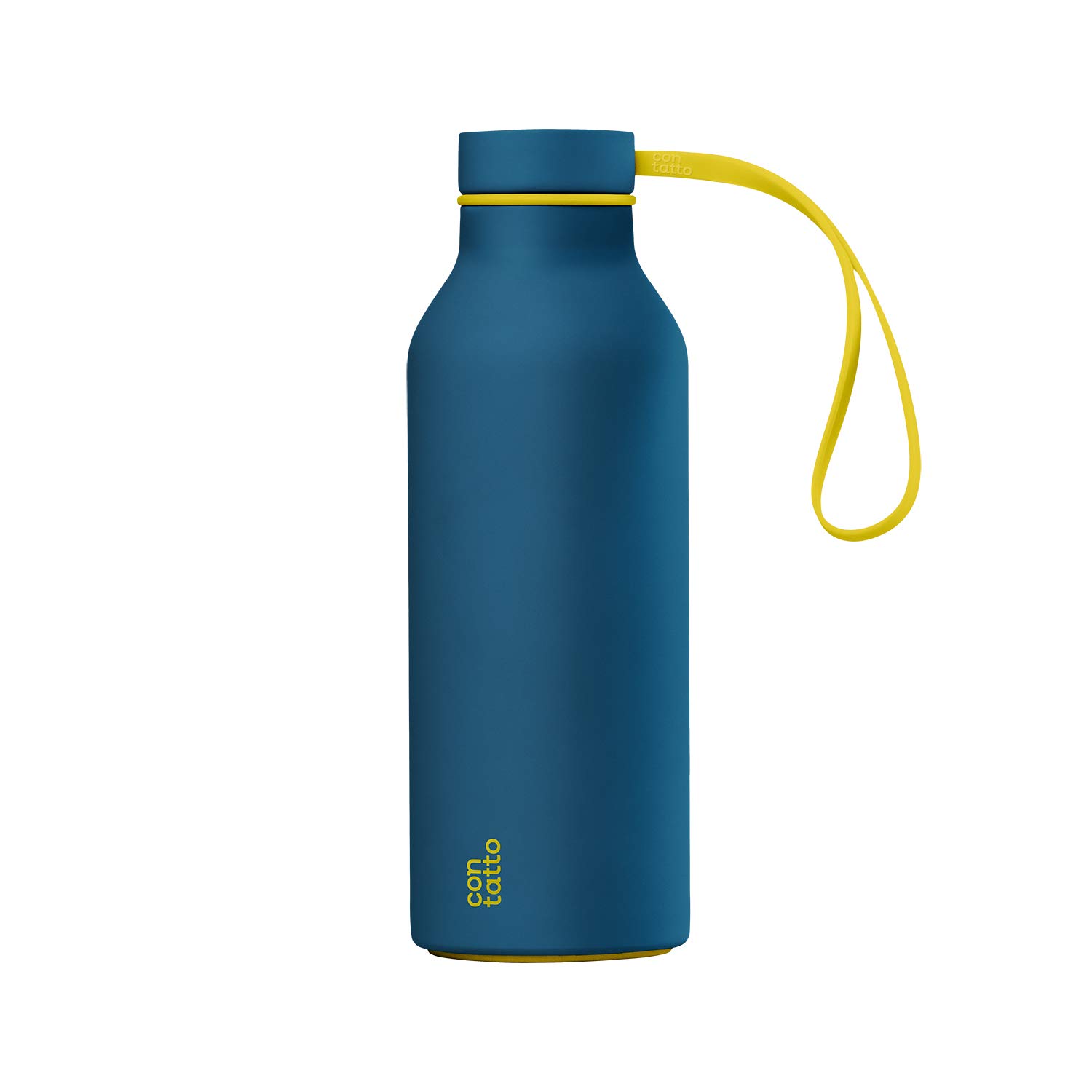 con-tatto Bottle Bottiglia termica con 3 Pareti in Acciaio e Rame - Bevande fredde per 25 ore e calde per 15 ore - Fascia e Tappo Sport Lid inclusi! (Sky High)