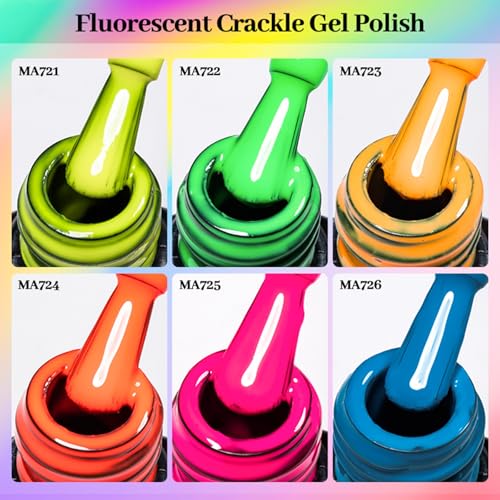 Set de Esmaltes Gel Crackle Neon 6 Colores MEET ACROSS miniatura 6