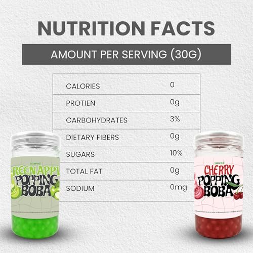 Image of ZAWAA 2 Popping Boba (Each 300gm) Total 600gm (Fruit Flavours), 2 Stainless Steel Straws (12mm), 1 Cleaning Brush, 1 Boba Scoop (Green Apple + Cherry)