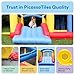 [Upgrade Version] PicassoTiles KC102 12x10 Foot Inflatable Bouncer Jumping Bouncing House, Jump Slide, Dunk Playhouse w/Basketball Rim, 4 Sports Balls, Full-Size Entry, 580W ETL Certified Blower