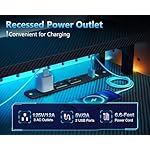 AODK 59 Inch Gaming Desk with USB Charging Ports & LED Light- Reversible Computer Desk with Storage Shelves & Monitor Stand, Modern Gamer Desk Table with Fabric Drawers & Side Hook, Carbon Fiber Black - Image 4