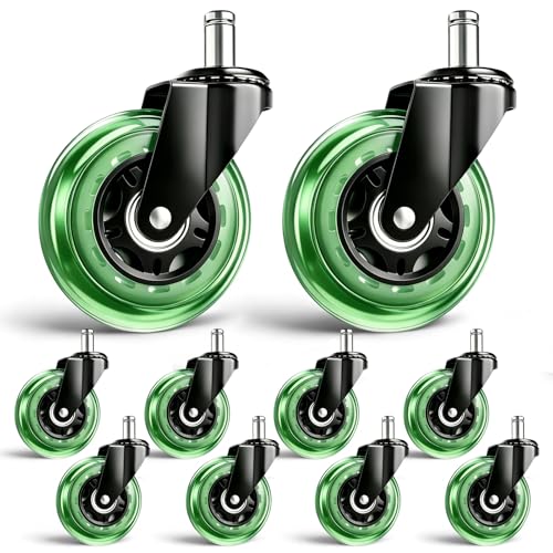 Image of 3 Inch Office Chair Wheels, Set of 10 (Green)
