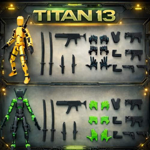 Image of ONNGEO 2 PC Action Figures Titan 13, 3D Printed Multi-Joint Movable Robot, T13 Mechanical Doll with Articulated Joints (YB BG)