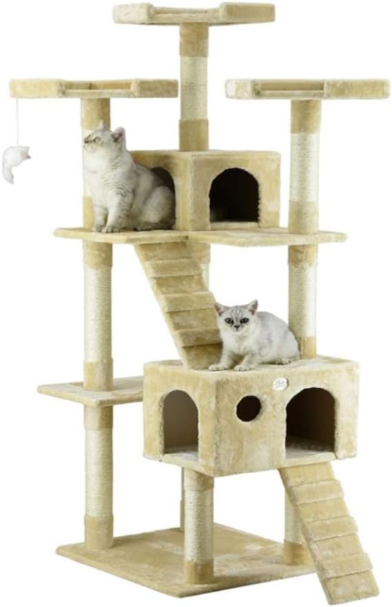 TG Cat Tree Cat Scratching Post 170 cm 2 Condos Dark Beige