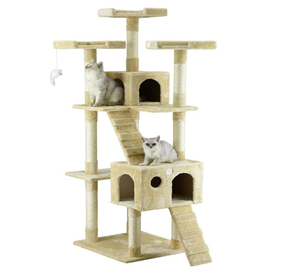 TG Cat Tree Cat Scratching Post 170 cm 2 Condos Dark Beige