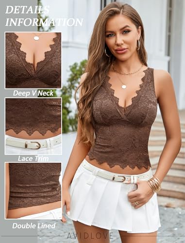 Image of Avidlove Lace Tank Tops for Women Summer Going Out Tops Y2k Sexy Lace Top