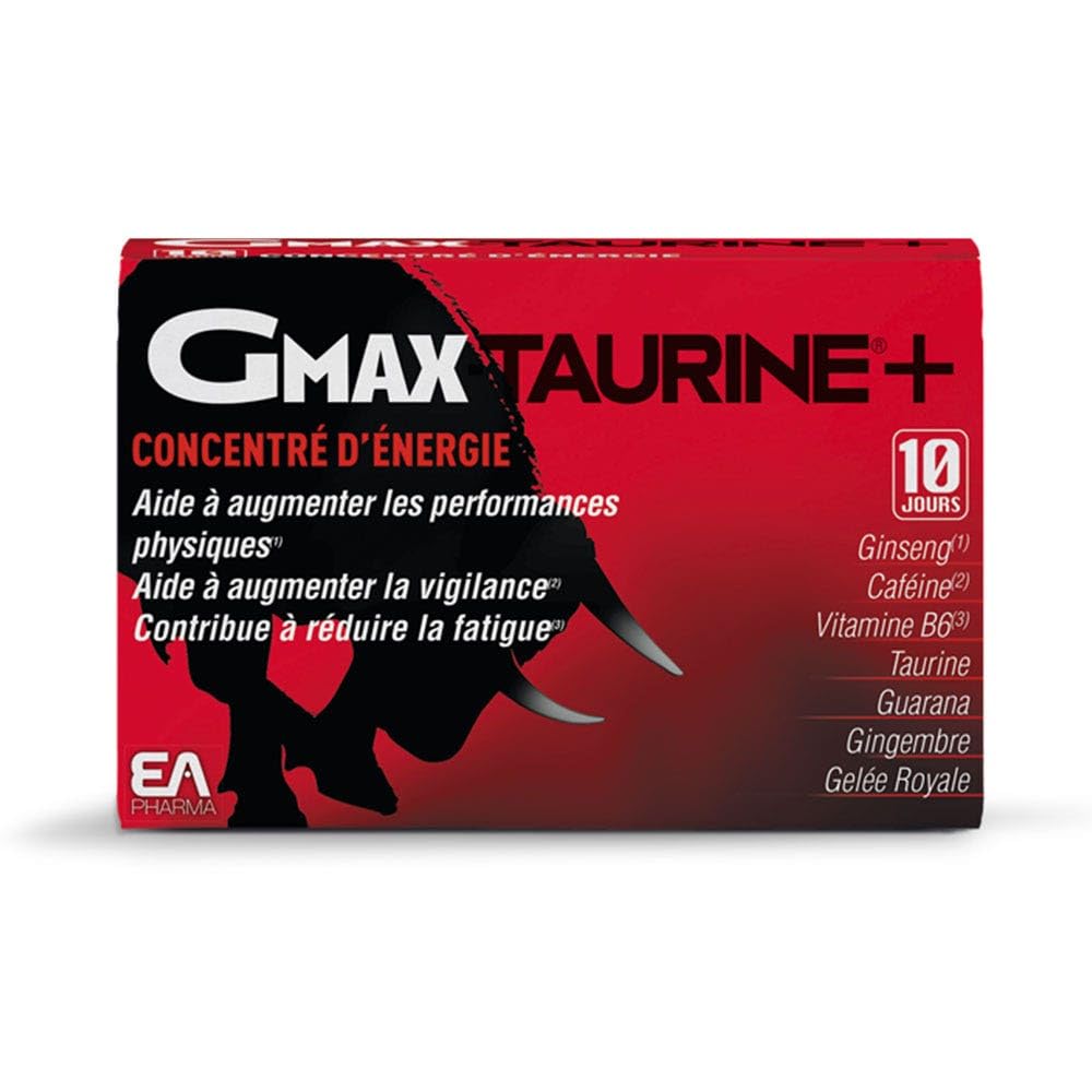 Taurine - Gmax - Booster Energie Vigilance - Ginseng Guarana - 30 Ampoules