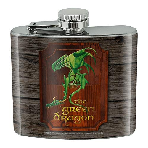 THE LORD OF THE RINGS The Green Dragon Stainless Steel 5oz Hip Drink Kidney Flask