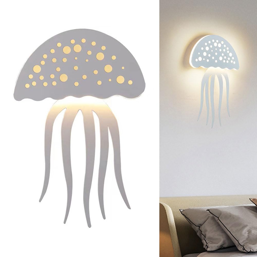 Kreskówka Jellyfish Wall Light LED Biała ściana tkaninowa kreatywna lampa dziecięca nocna lampka zwierzęcych hardwidired kinkiety oświetlenia ścienne dzieci światła na ścianie Learned extensively