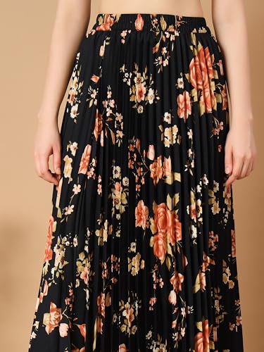 Image of KZULLY | Floral Printed Maxi Skirt | Comfortable Elastic Waist | Stylish Morden and Comfortable Looking | Fashionable and Modern Look Perfect for Any Event| Polyester, Crepe| for Women