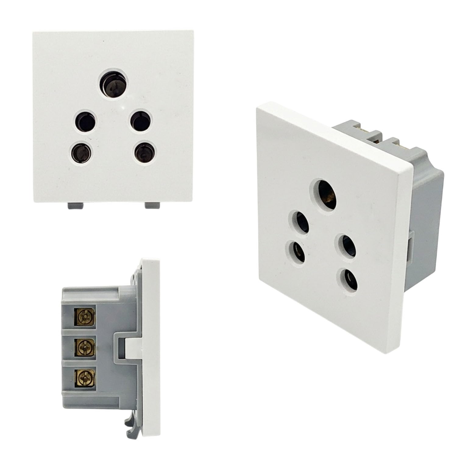 REDWIND 3 Pin Modular Socket | Pack Of 5 | Ideal For TV, Fridge, Laptop, Etc..| Low Heating And Long Life |White Color |LWEO-image-15